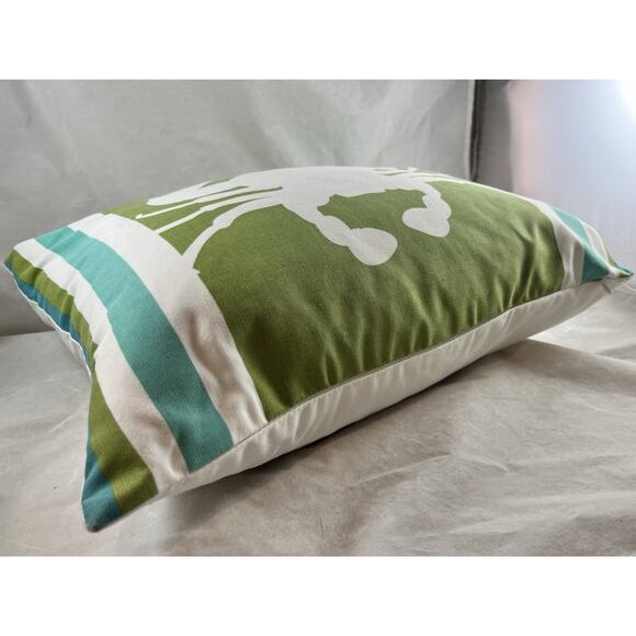 Thro Home by Marlo Lorenz Crab Graphic Pillow Green Blue Feather Filled 19x16 - Picture 4 of 4